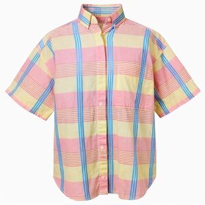 Vintage 90s Esprit Sport Pastel Plaid Button Up Shirt Boxy Oversized S